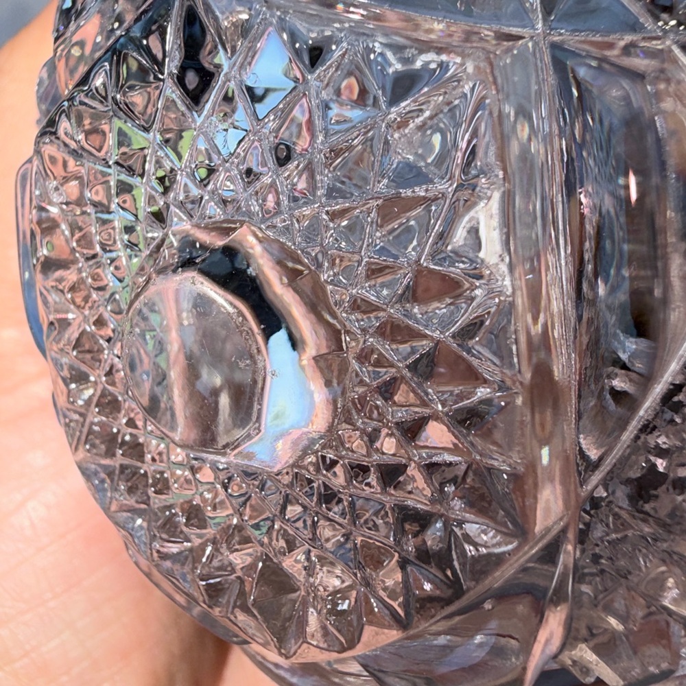 Vintage EAPG Cut Glass Small Vase Hobstar & Fan Pattern Scalloped Sawtooth Rim - Picture 6 of 8
